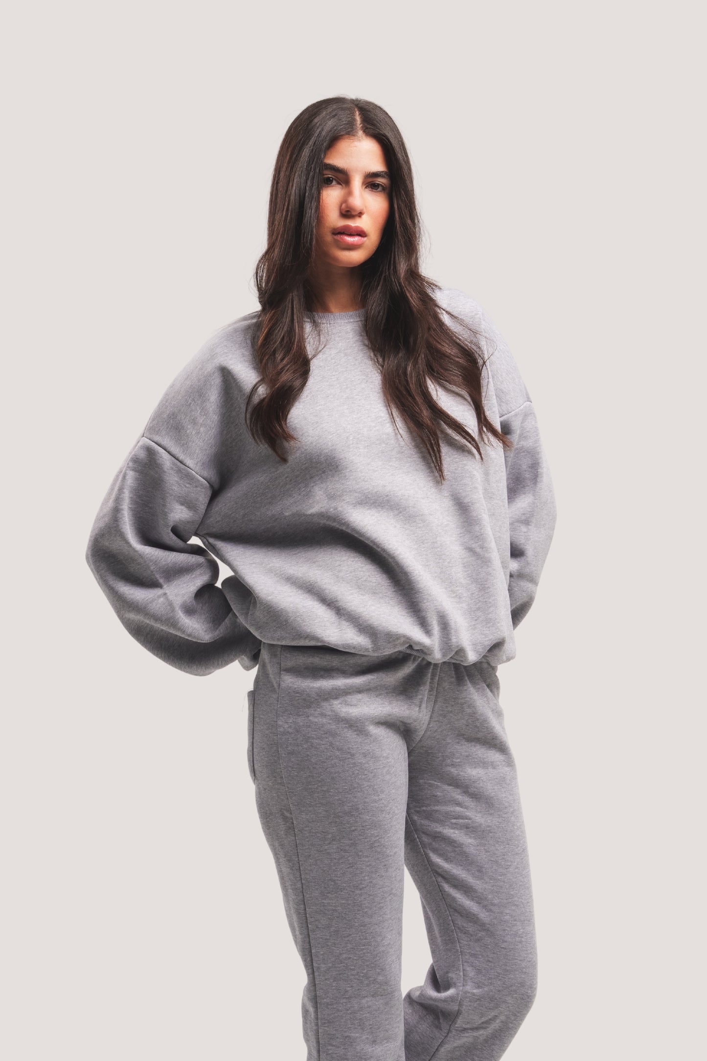 LIGHT GREY CREW NECK SWEATSHIRT