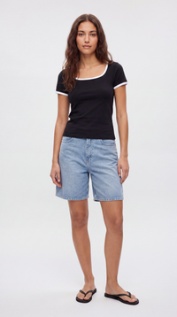 Two Tone Square Neck Tee