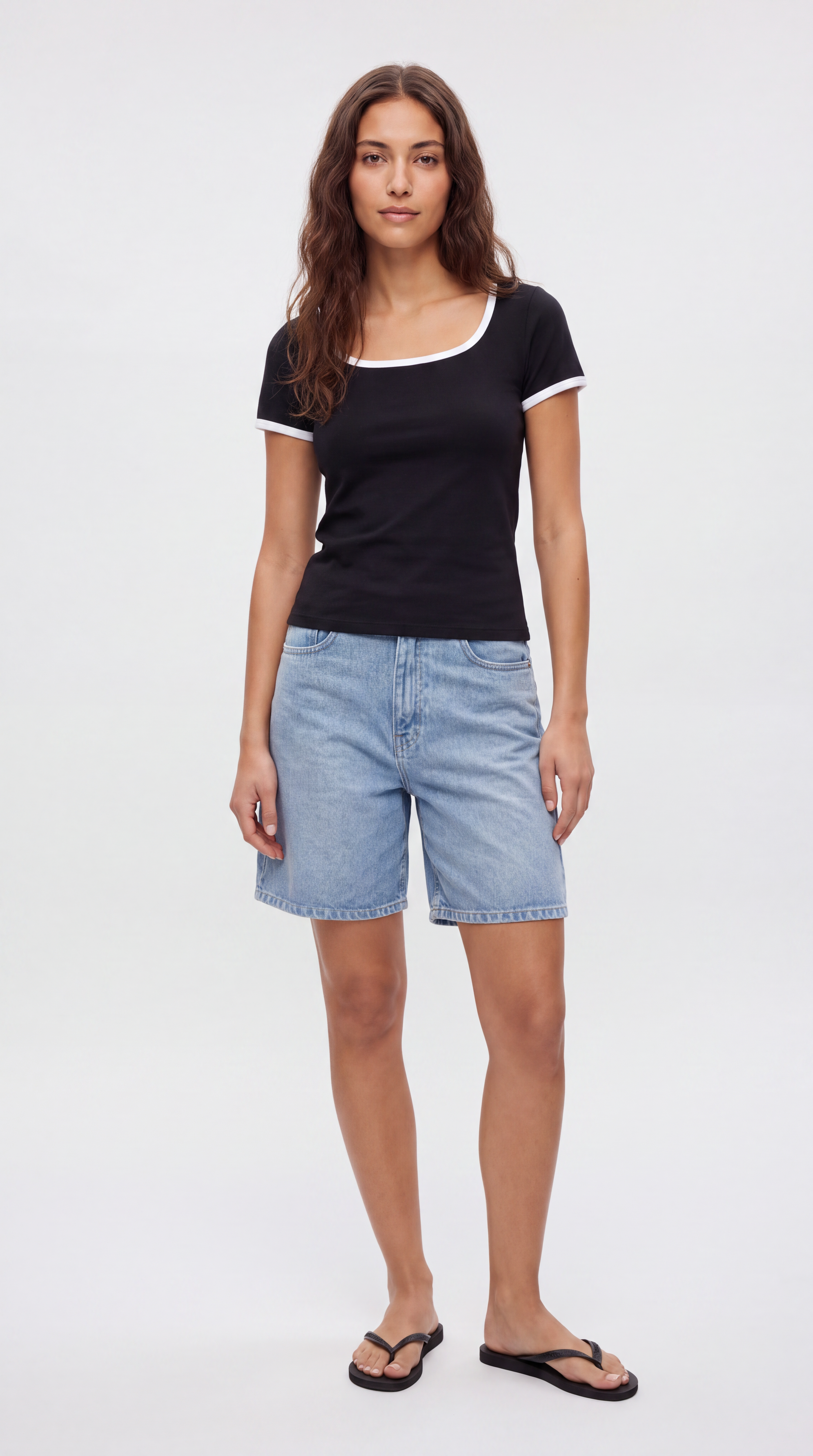 Two Tone Square Neck Tee
