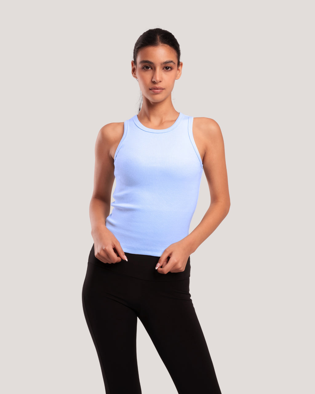 HALTER-NECK RIB TANK TOP
