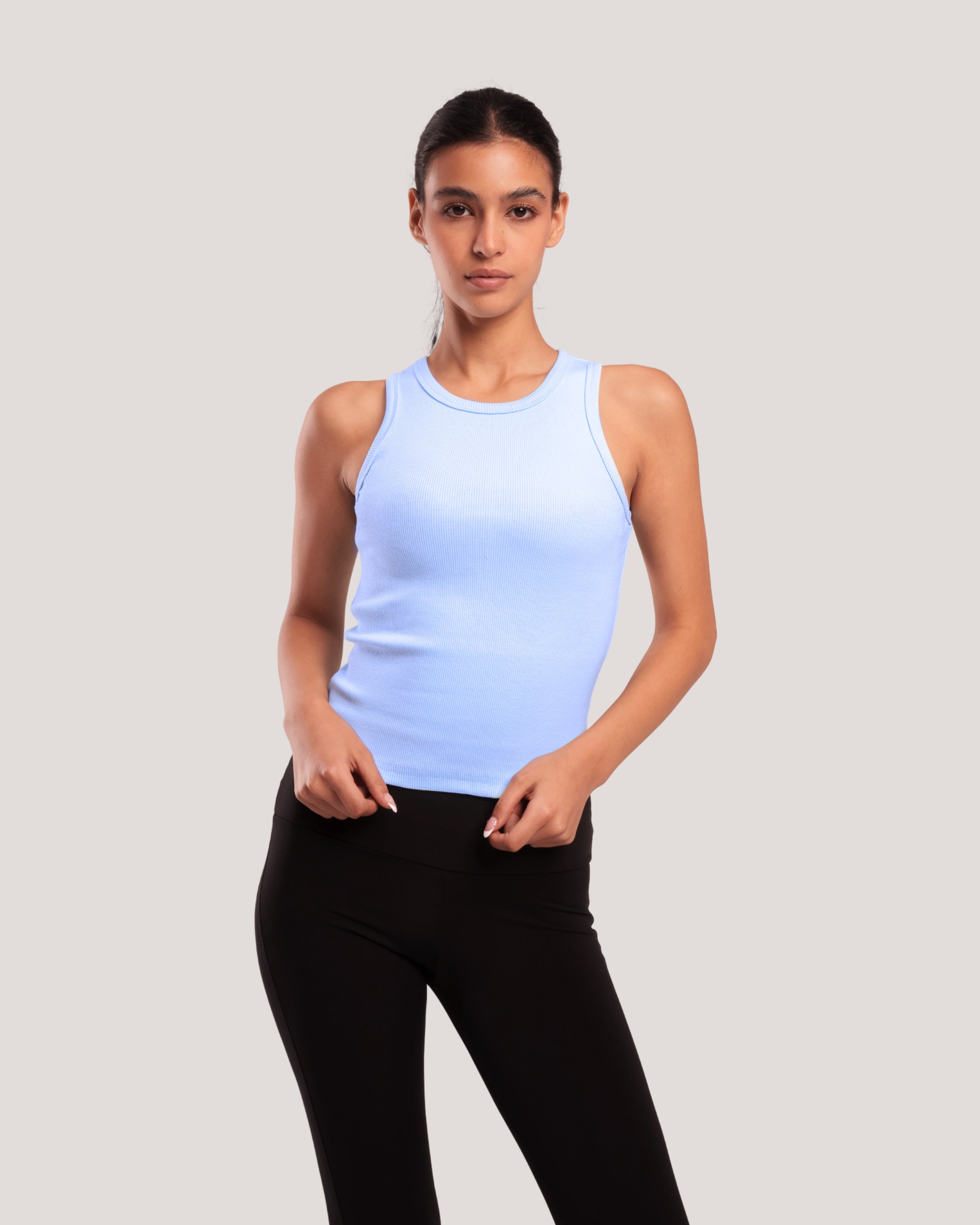 HALTER-NECK RIB TANK TOP