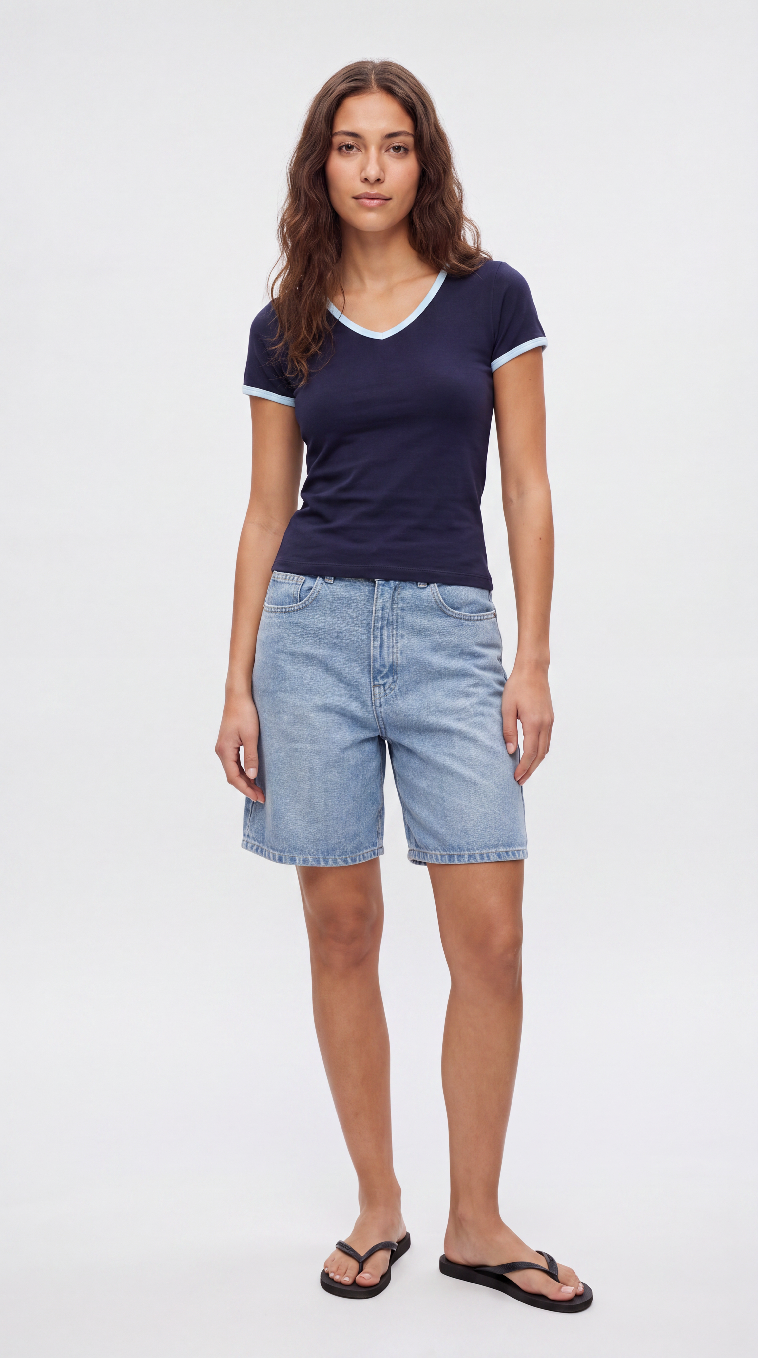 Two Tone V-Neck Tee