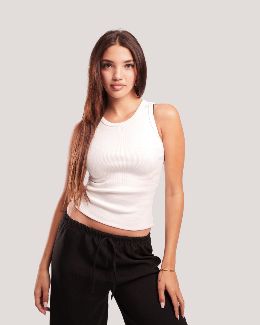 HALTER-NECK RIB TANK TOP