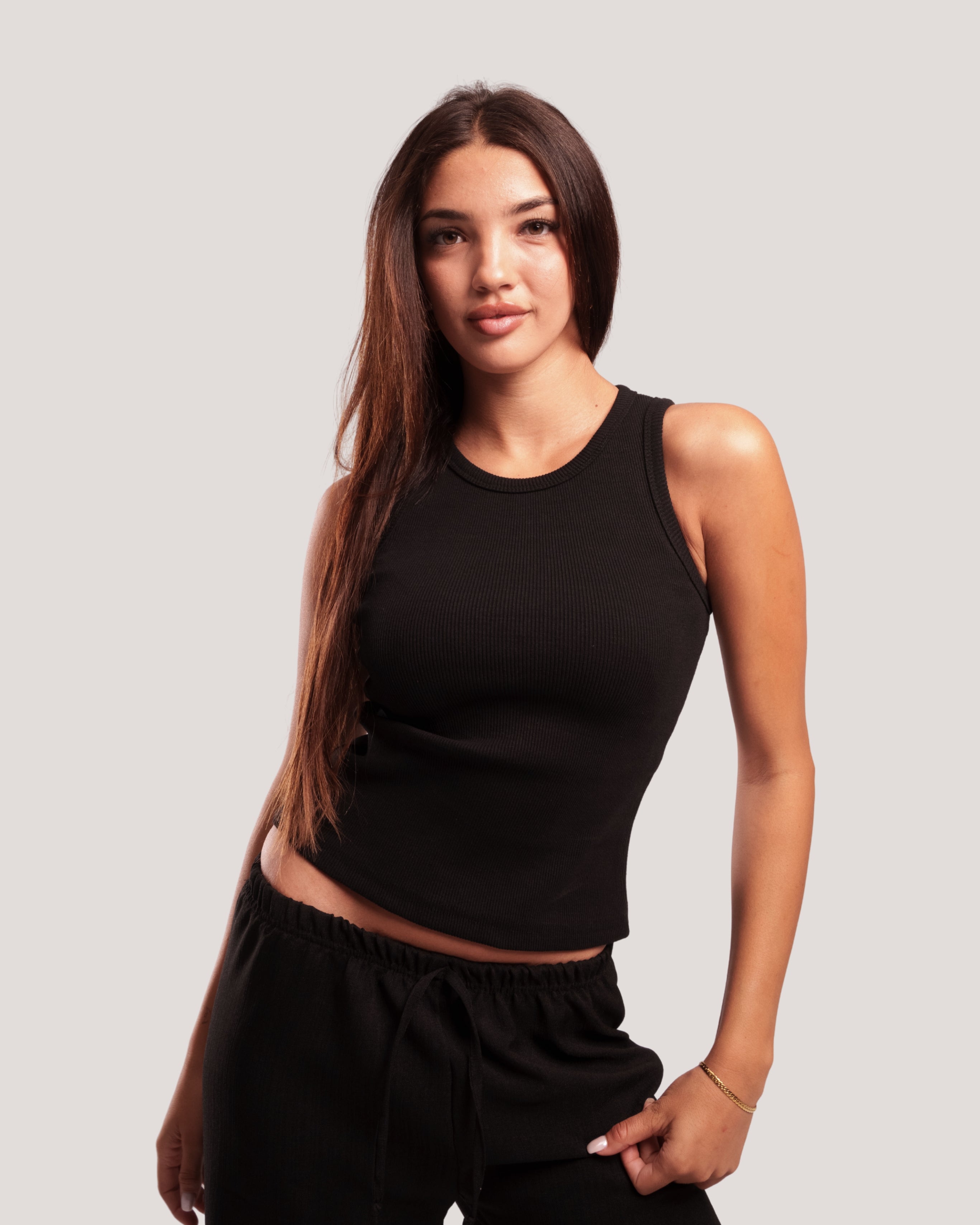 HALTER-NECK RIB TANK TOP