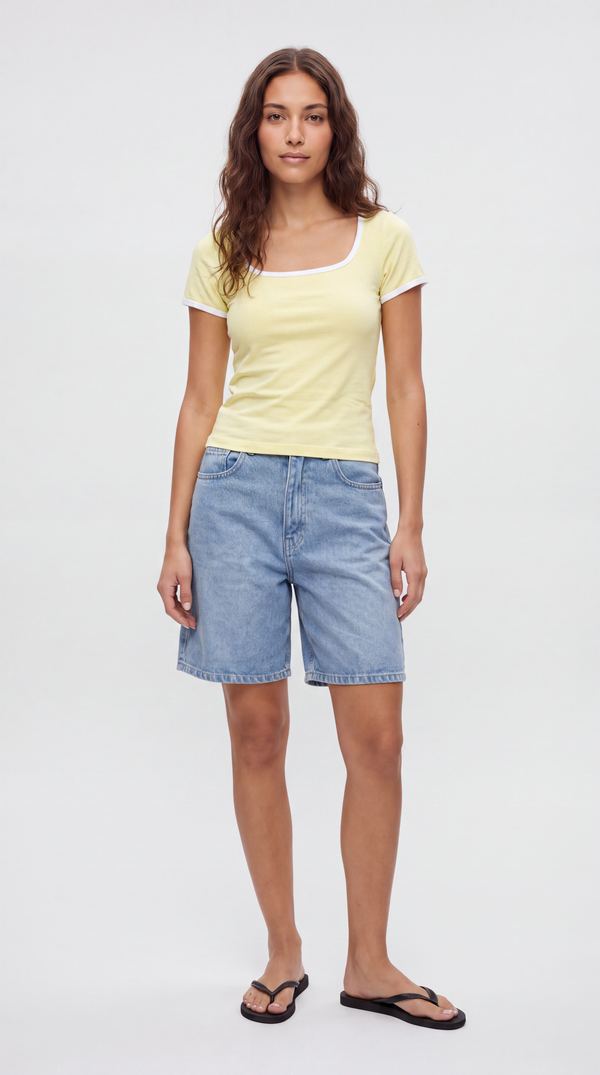 Two Tone Square Neck Tee