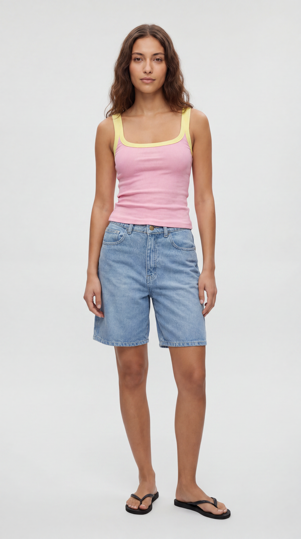 Two Tone Ribbed Tank