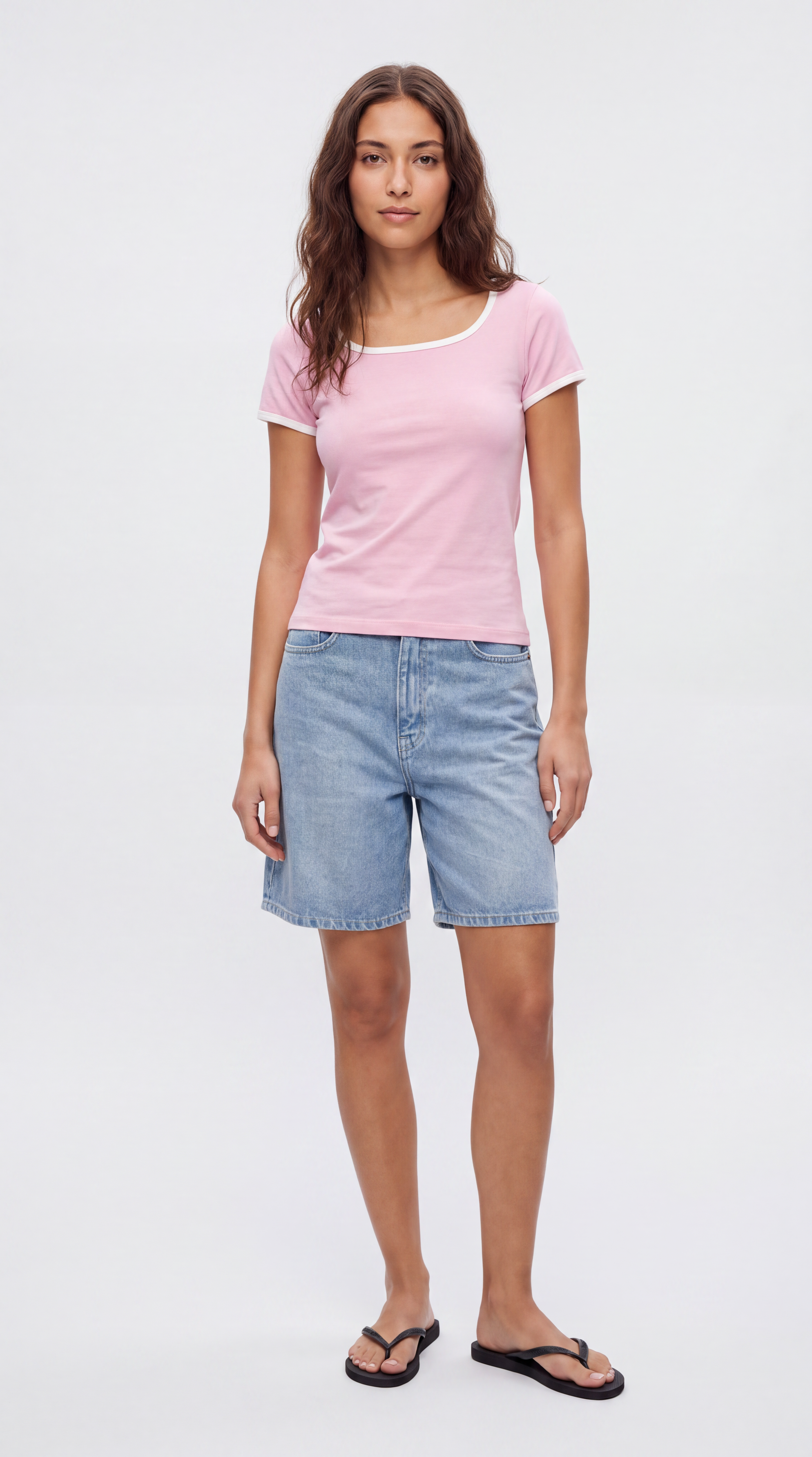 Two Tone Square Neck Tee
