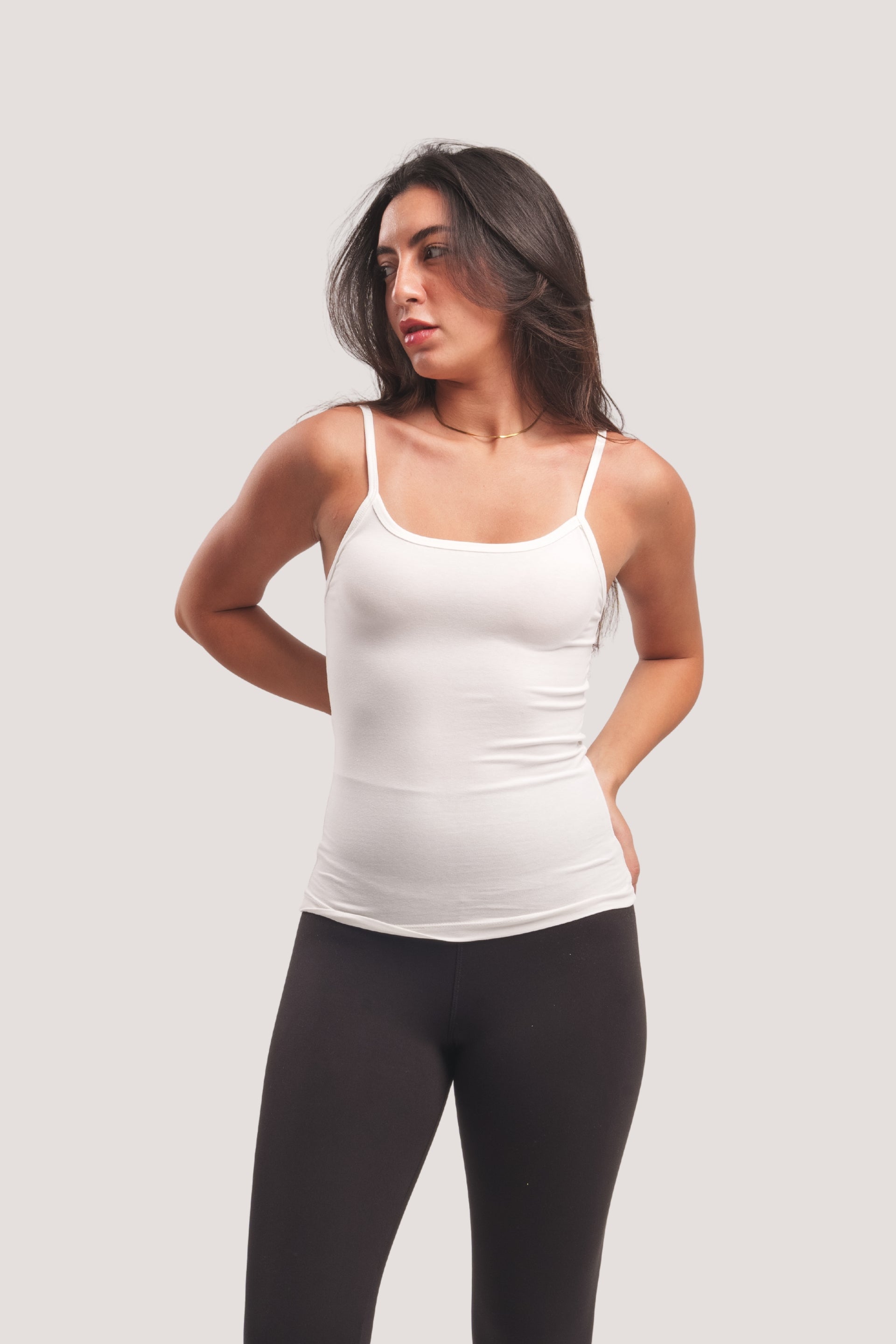 WHITE SPAGHETTI TANK TOP