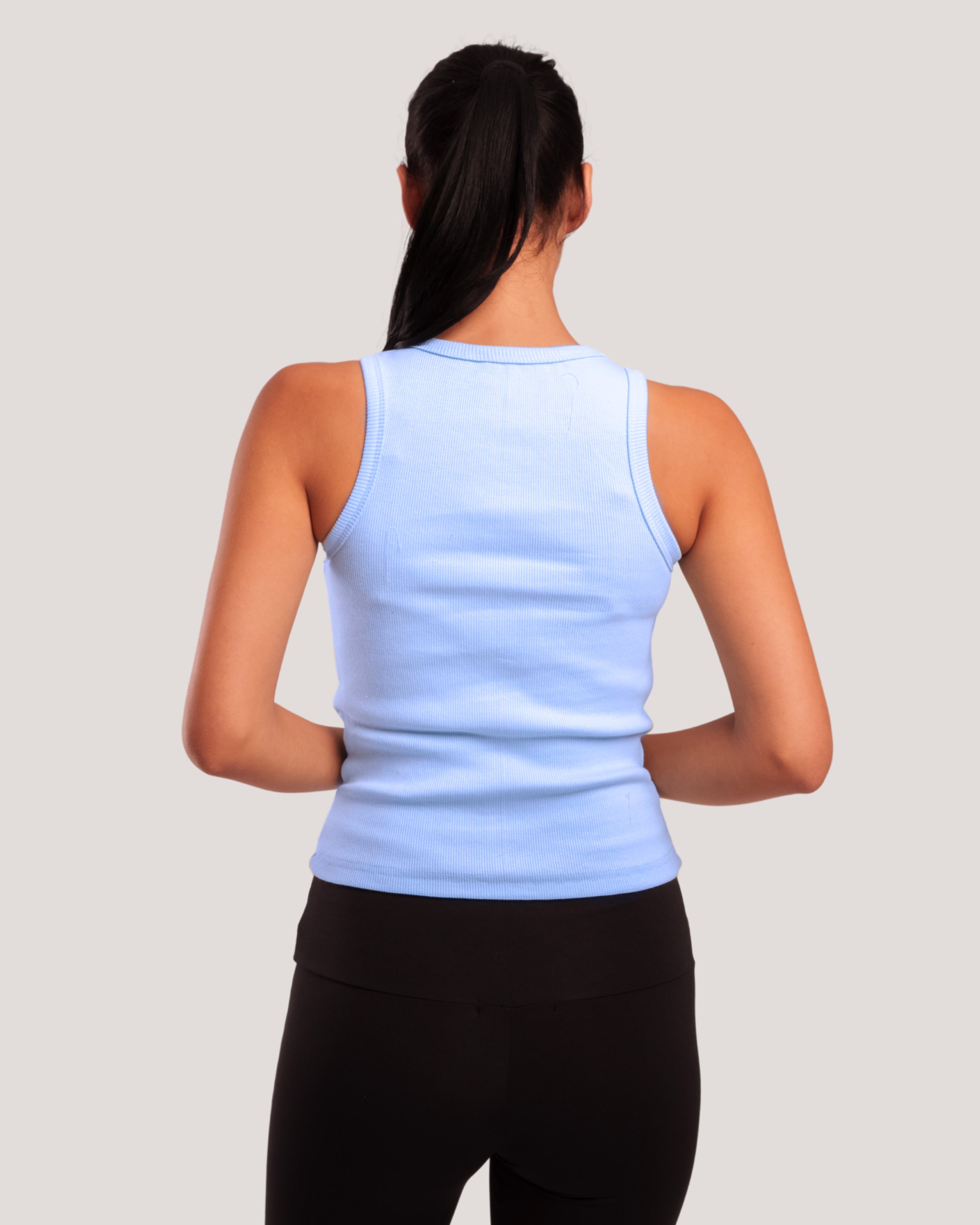 HALTER-NECK RIB TANK TOP