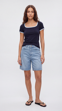 Two Tone Square Neck Tee