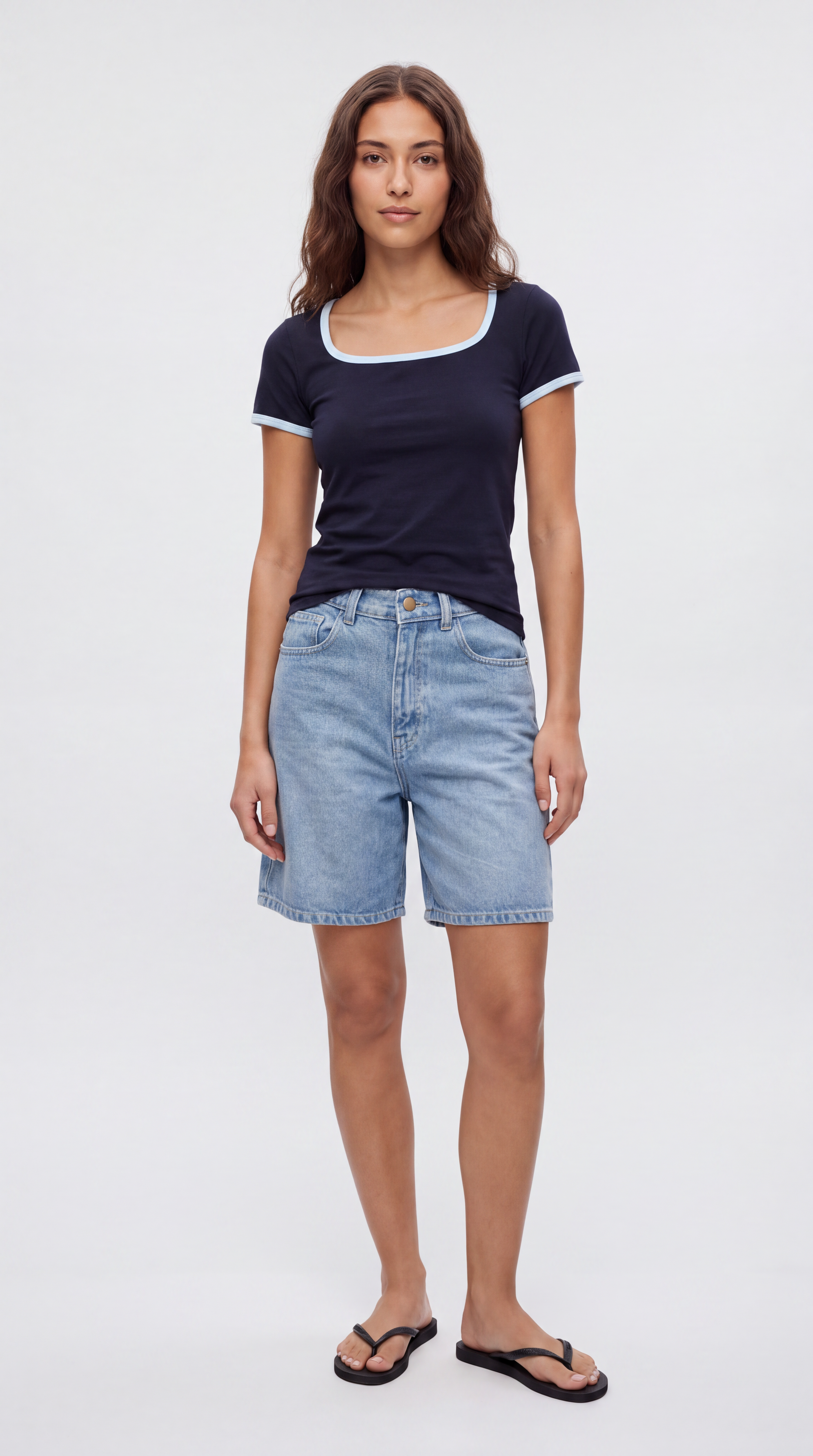 Two Tone Square Neck Tee