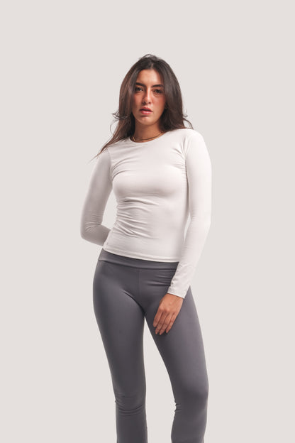 WHITE CREW NECK LONG SLEEVE