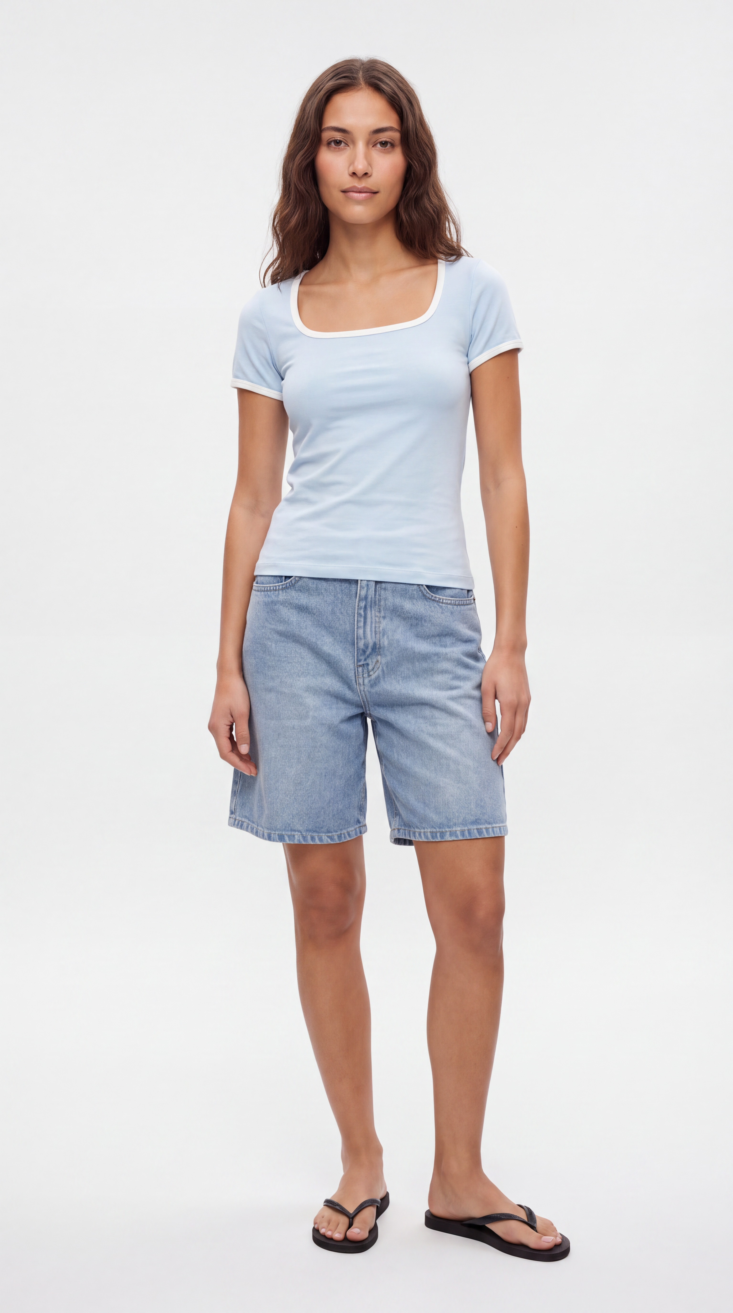 Two Tone Square Neck Tee