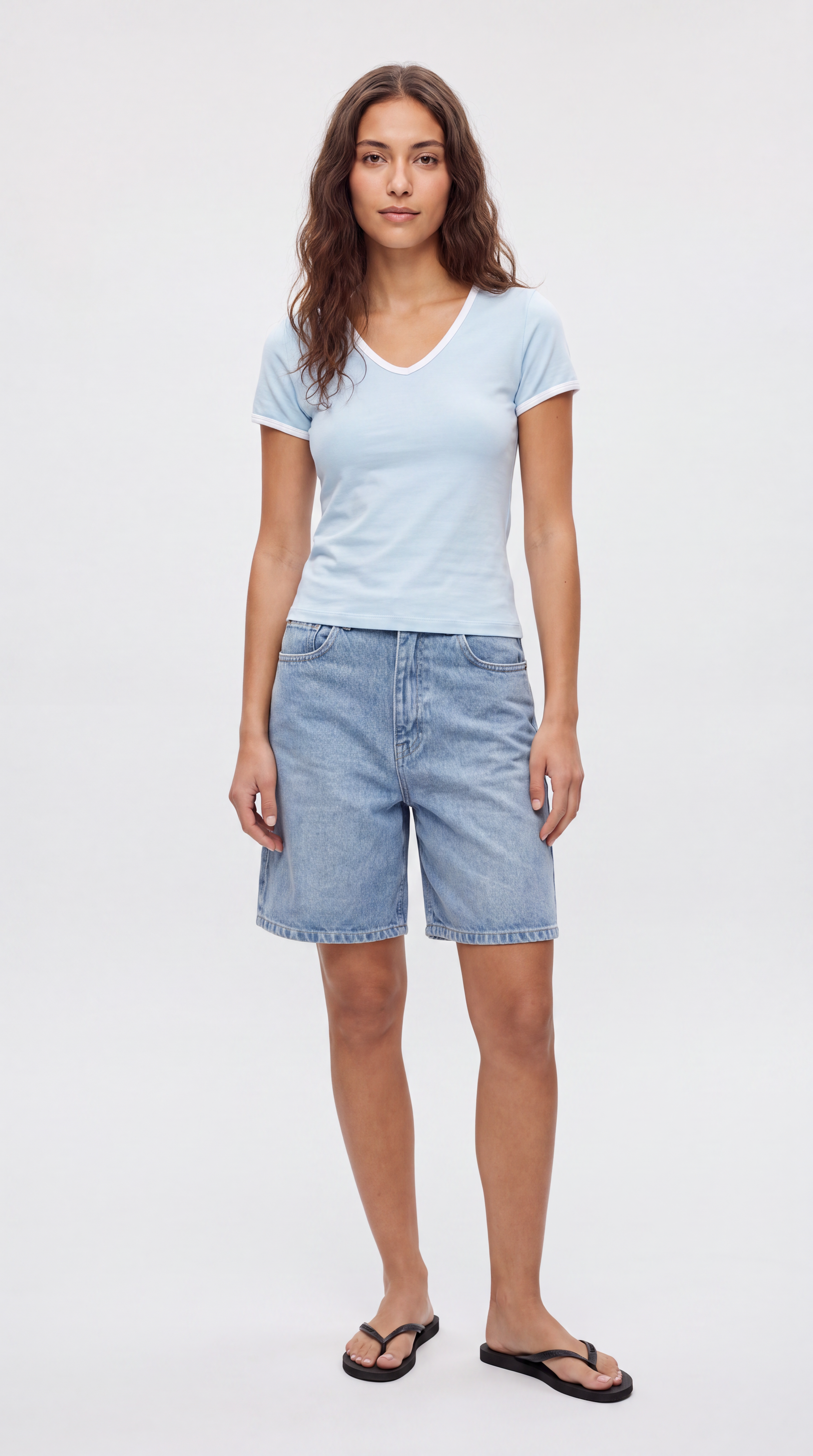 Two Tone V-Neck Tee