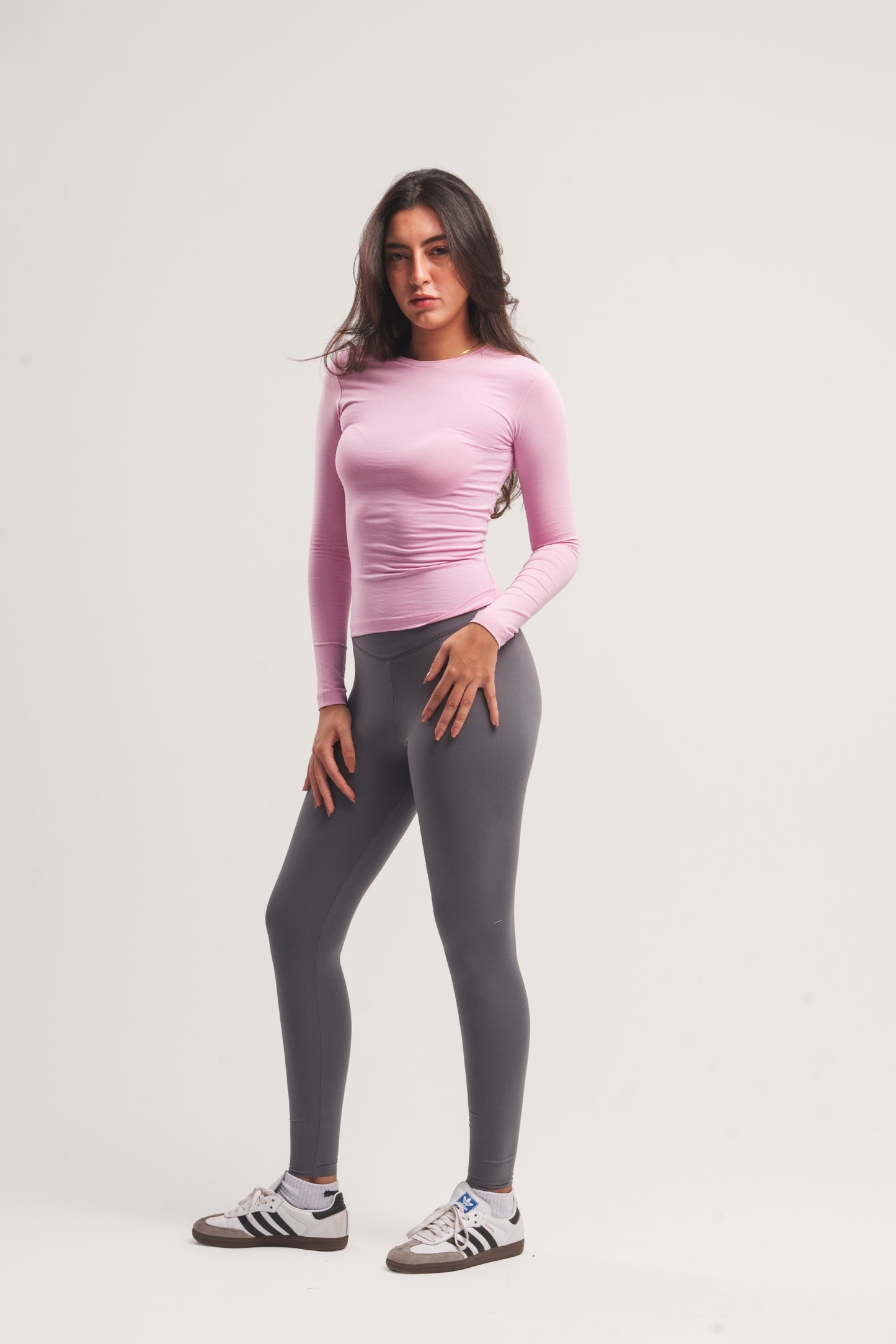 WOMEN'S PINK CREW NECK LONG SLEEVE