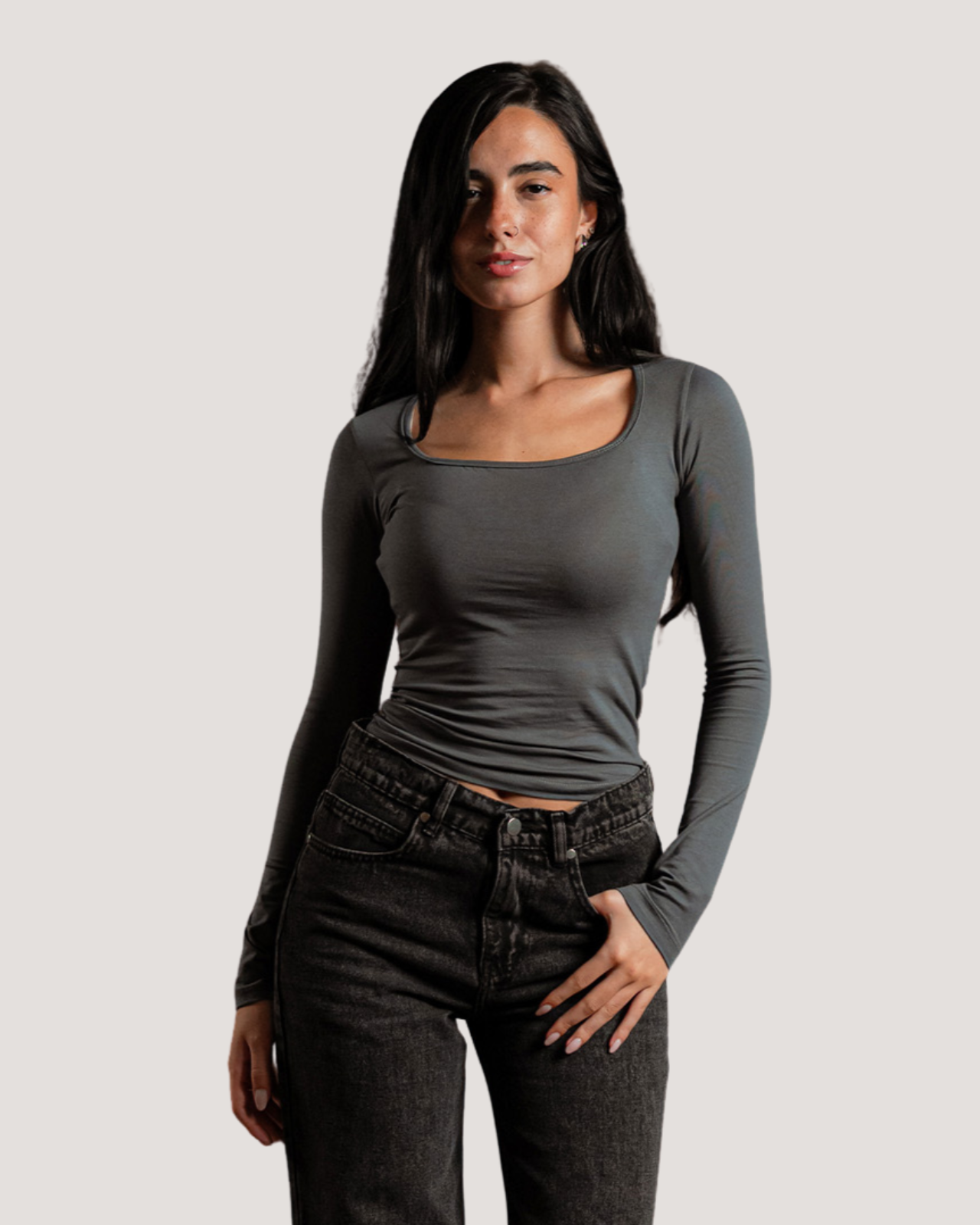 Square-Neck Long Sleeve