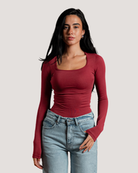 Square-Neck Long Sleeve