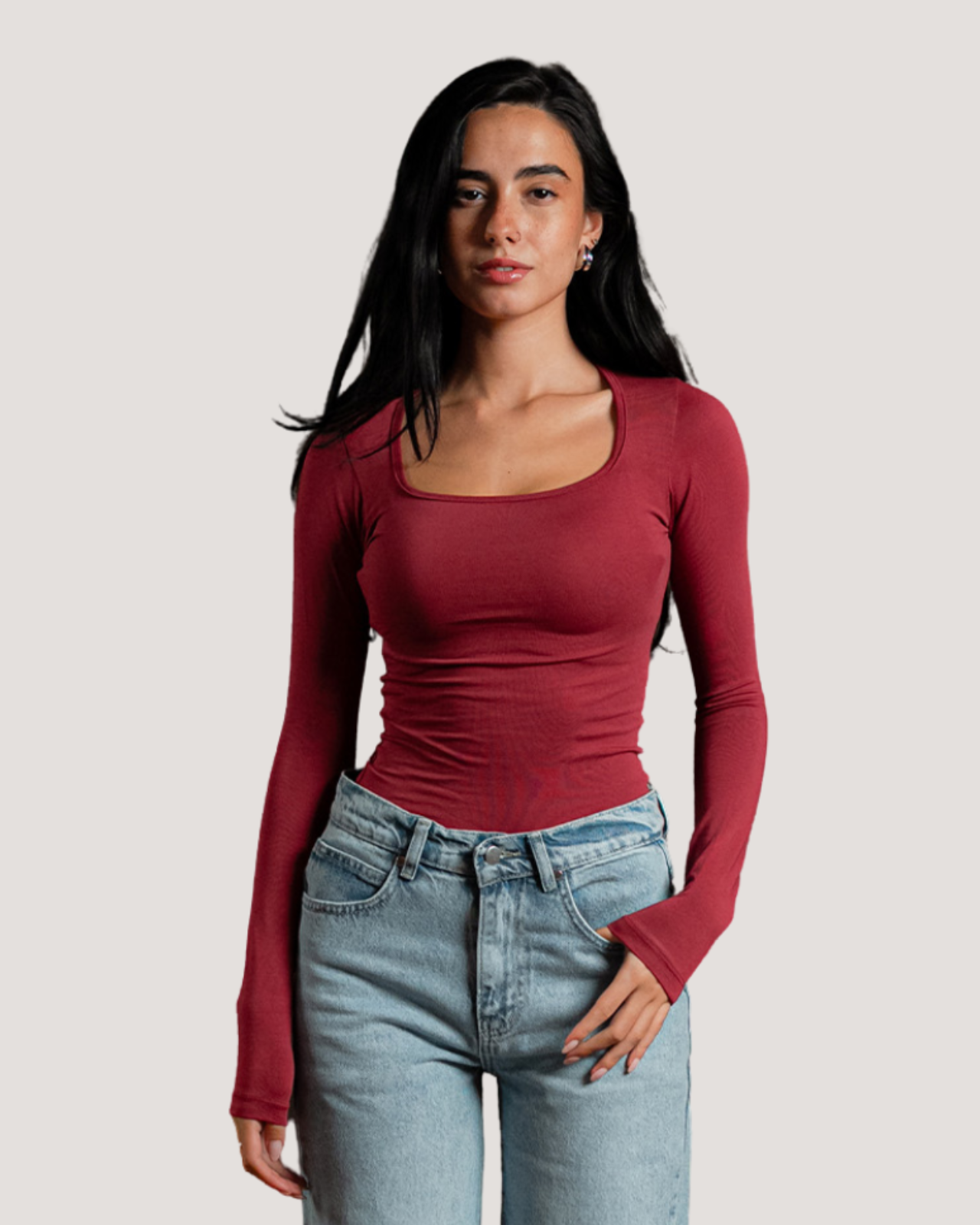 Square-Neck Long Sleeve