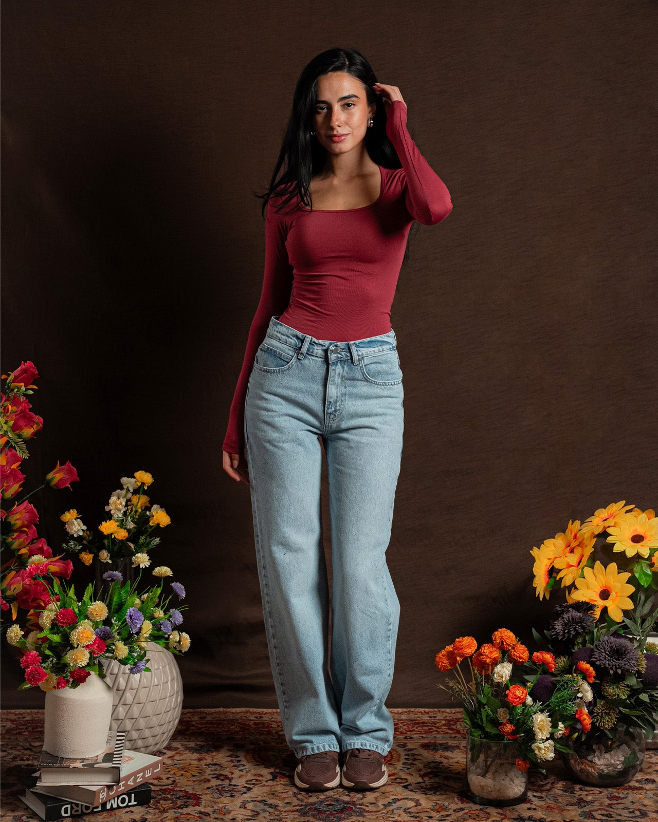 Square-Neck Long Sleeve