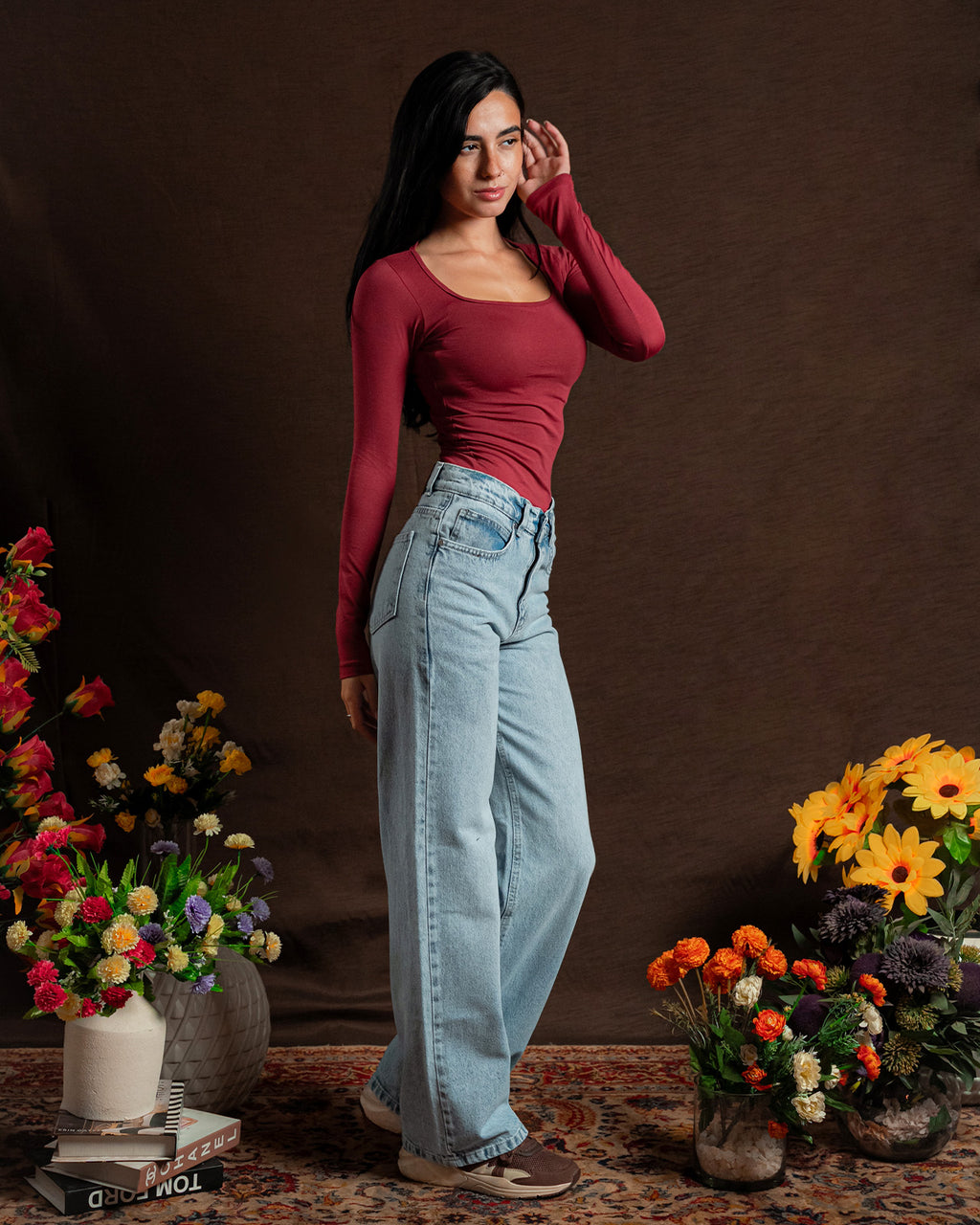 Square-Neck Long Sleeve