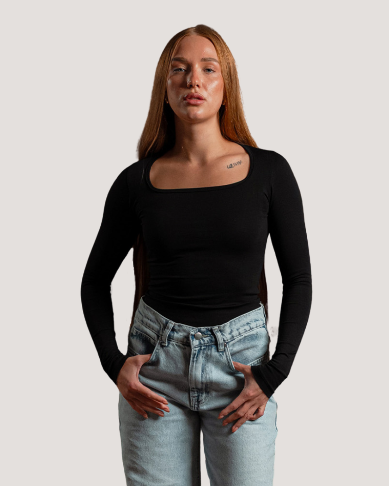 Square-Neck Long Sleeve