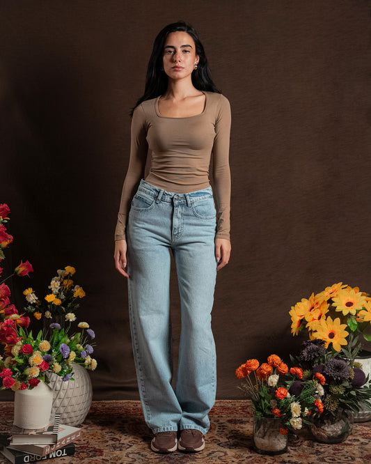 Square-Neck Long Sleeve